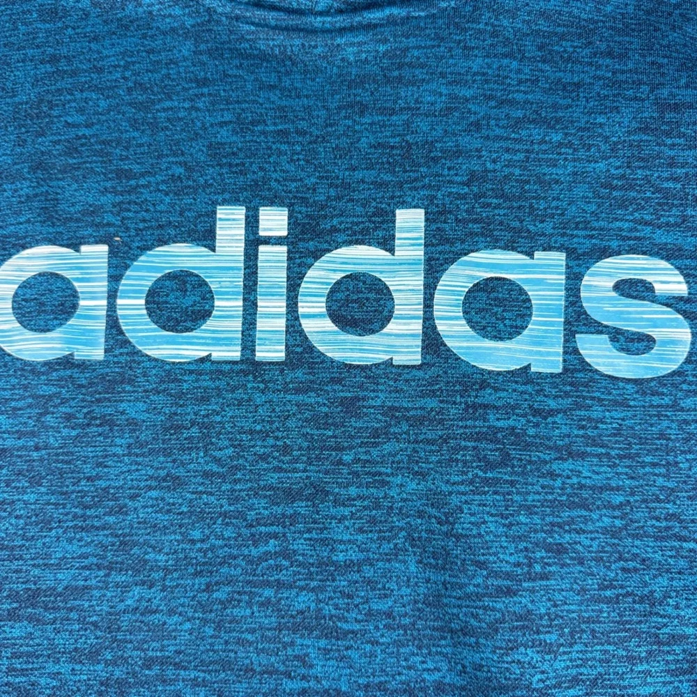 Adidas Climawarm Hoodie Mens Medium Blue Space Dye Fleece Logo Pullover
